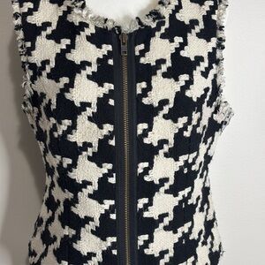 CAbi Black and White Houndstooth Vest